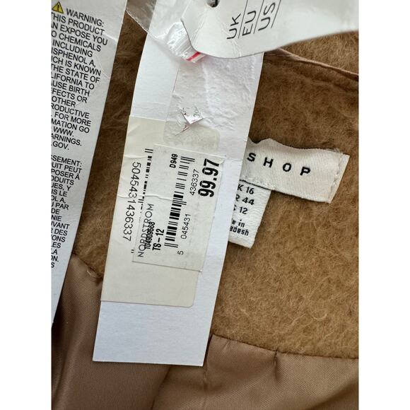 New ~ TOPSHOP , NORDSTROM ~  Wool Blend Belted Shirt Jacket Size 12 - Picture 8 of 9